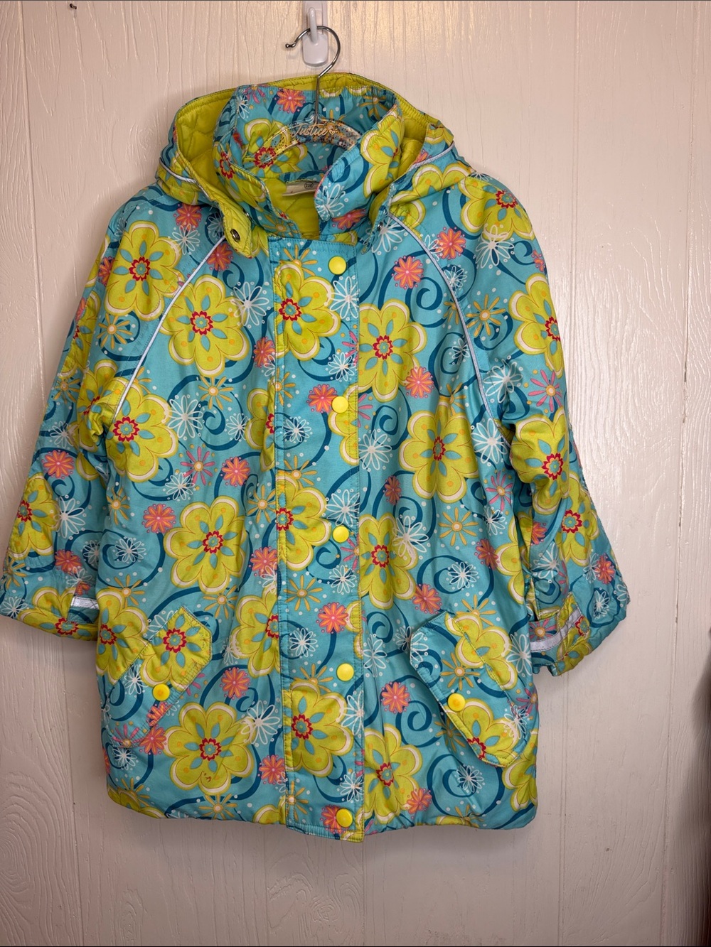 Hanna Andersson Blue & Yellow Floral Puffer Coat 110